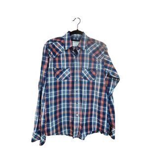 Ariat Mens Western Plaid Button-Down Shirt S/P Blue & Red